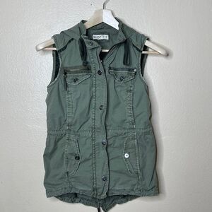 Marrakech Vest Women's XS Army Green Full Zip Hooded Pockets Utility